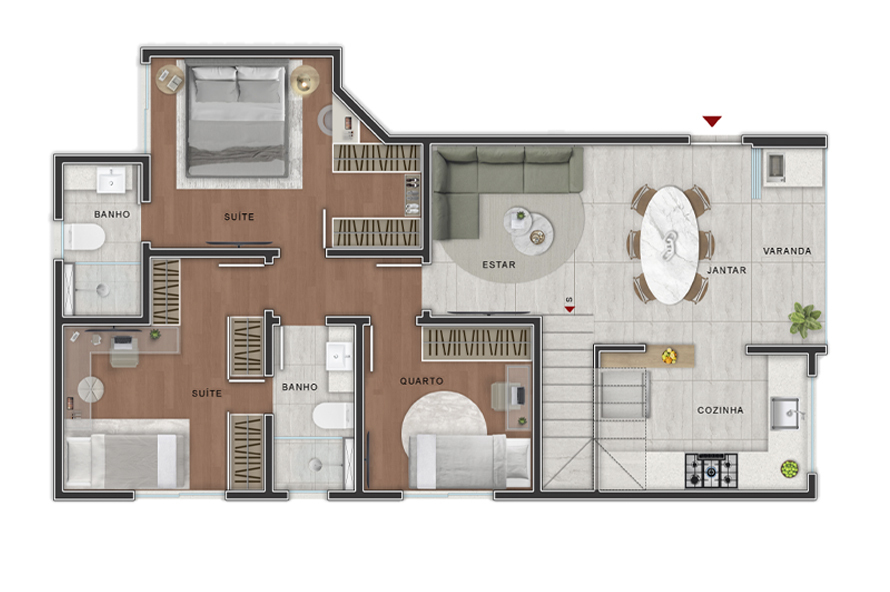 9º Pavimento - 1º Nível Cobertura Duplex