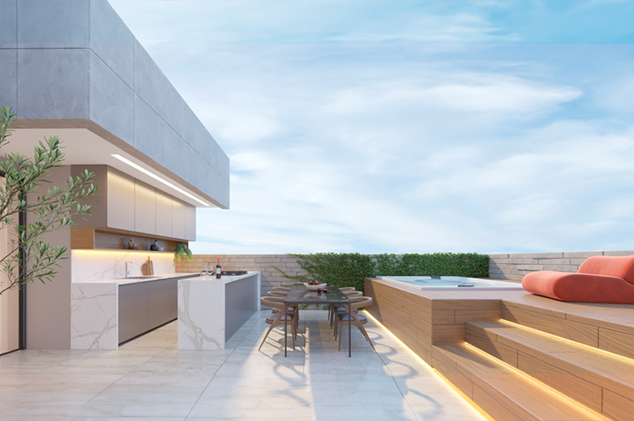Terraço Gourmet com Spa Segundo Nível da Cobertura