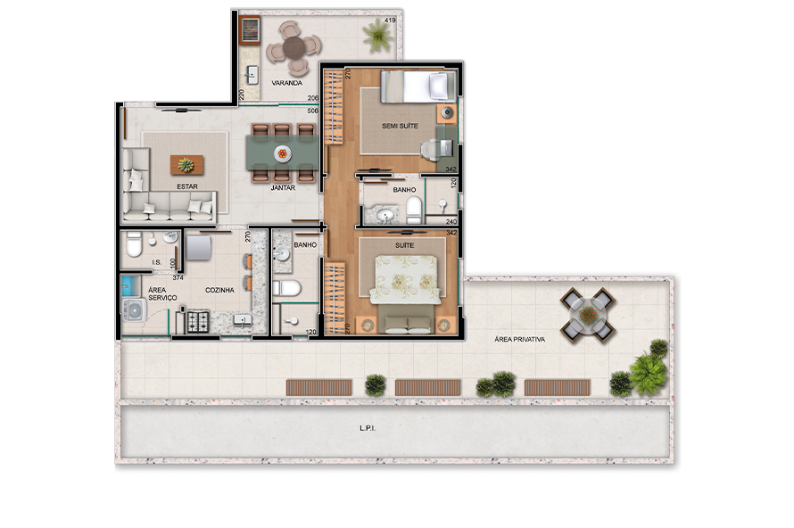 Planta - Apartamento com Área Privativa