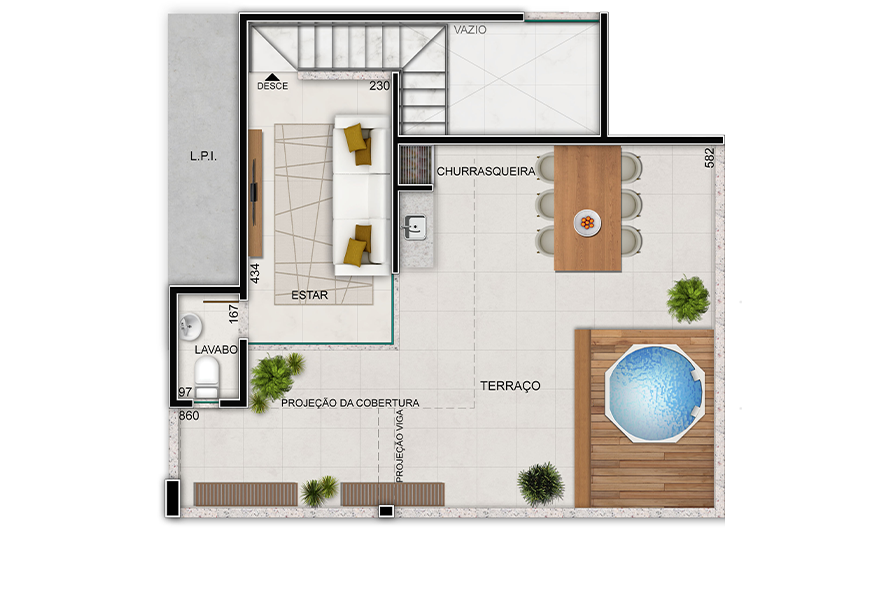 Planta - Cobertura - 2º Nível