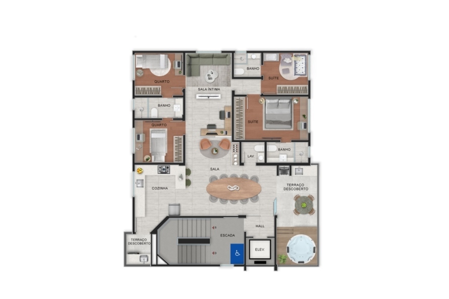 6º Pvto - 2 Suítes e 2 Semi-suítes