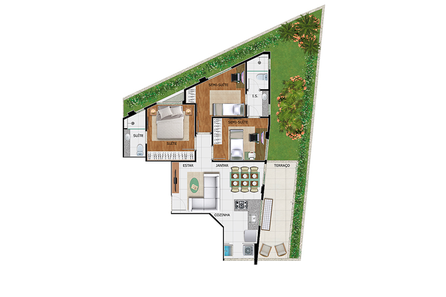 Planta Apartamento com Área Privativa