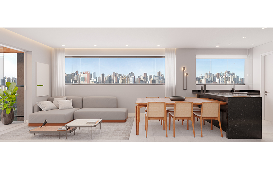 Perspectiva Sala para Dois Ambientes