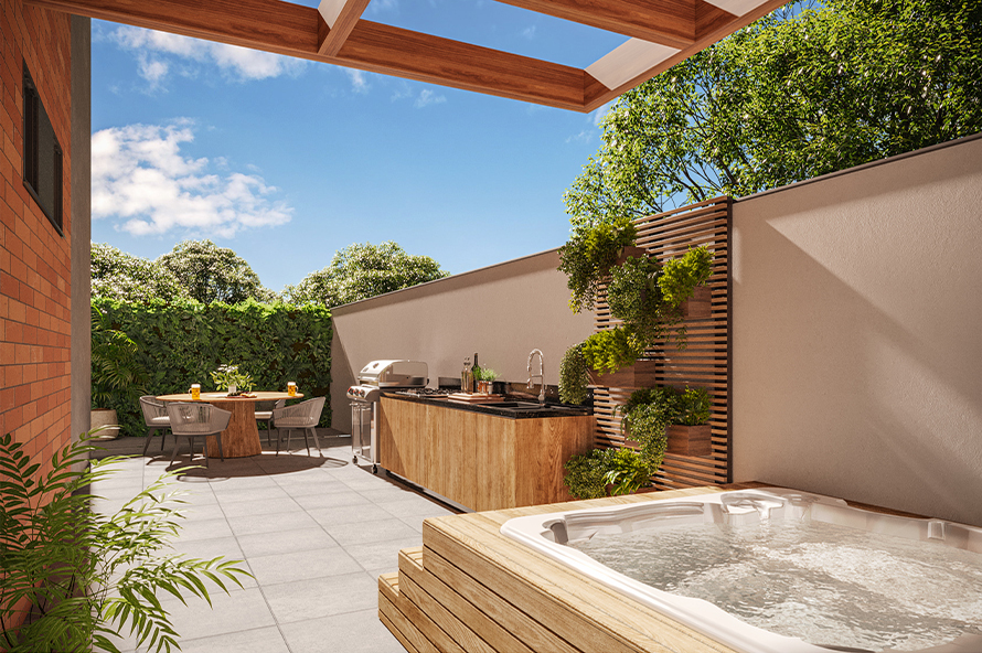 Perspectiva Terraço Gourmet com Spa - Apartamento Garden
