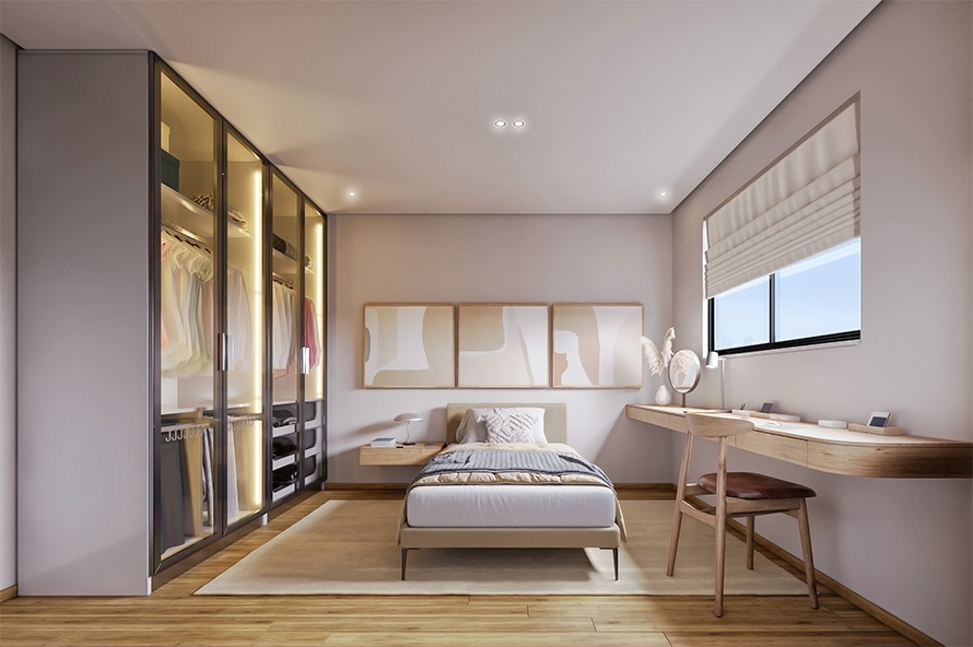 Perspectiva Suíte Jovem com Home Office