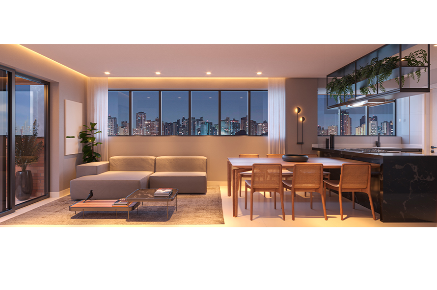 Sala para Dois Ambientes - Noite