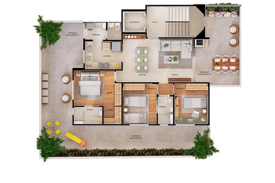 Apartamento com Área Privativa